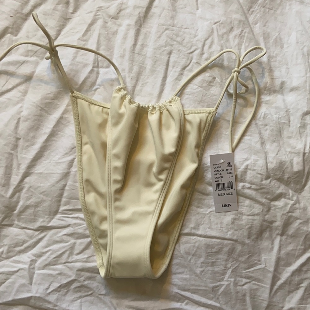Cream high waisted crochet bikini bottom